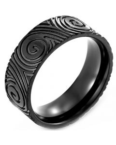 **COI Titanium Black/Silver/Rainbow Pride Grooves Ring-8306BB