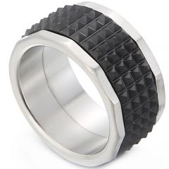 **COI Titanium Black/Silver/Gold Tone Silver Ring-8309AA