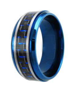COI Blue Titanium Step Edges Ring With Carbon Fiber-JT1300