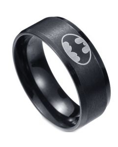 *COI Black Titanium Bat Man Beveled Edges Ring - JT1814AA