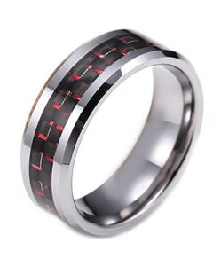 COI Titanium Beveled Edges Ring With Carbon Fiber - JT4122