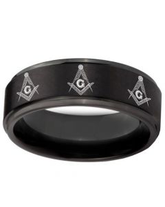 COI Black Titanium Masonic Step Edges Ring - 1078