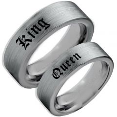 COI Titanium King Queen Pipe Cut Flat Ring-1306