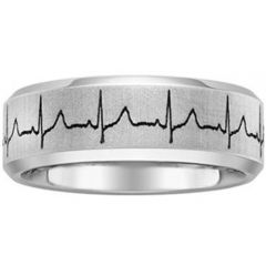 *COI Titanium Heartbeat Beveled Edges Ring - 1355