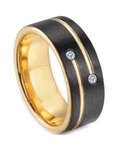 *COI Titanium Black Gold Ring With Cubic Zirconia - 3249