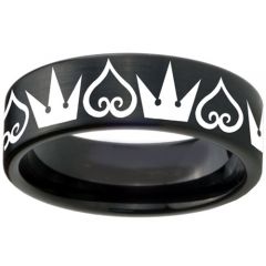 COI Black Titanium Kingdom & Heart Pipe Cut Flat Ring - 3580