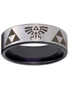 COI Titanium Triforce Legend of Zelda Pipe Cut Flat Ring-3647
