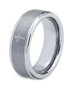 *COI Titanium Cross Step Edges Ring-JT5108