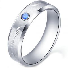 COI Titanium Beveled Edges Ring With Created Sapphire-5177