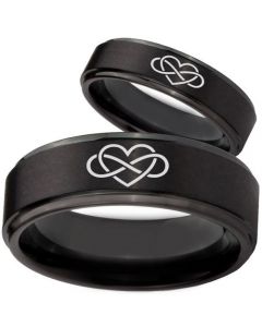 *COI Black Titanium Infinity Heart Step Edges Ring - 765