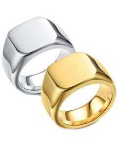 COI Titanium Silver/Gold Tone/Black Signet Ring With Custom Engraving-5577