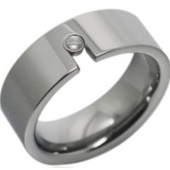 *COI Titanium Pipe Cut Flat Ring With Cubic Zirconia-JT2312AA