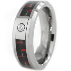 *COI Titanium Ring With Carbon Fiber and Cubic Zirconia-1140