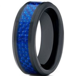 COI Black Titanium Beveled Edges Ring With Carbon Fiber-JT1277