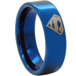 *COI Blue Titanium Superman Pipe Cut Flat Ring-JT1093CC