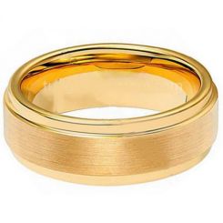 **COI Gold Tone Titanium Polished Shiny Matt Step Edges Ring - JT3194AA