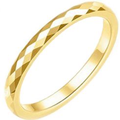 COI Gold Tone Titanium Faceted Wedding Band Ring - JT3847