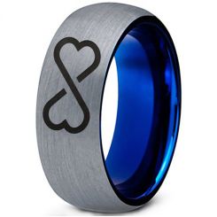 COI Titanium Blue Silver Infinity Heart Dome Court Ring - 2395