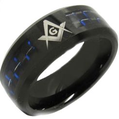 *COI Titanium Masonic Beveled Edges Carbon Fiber Ring-JT2426