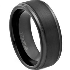 **COI Black Titanium Polished Shiny Matt Step Edges Ring - JT2832