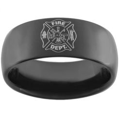 *COI Black Titanium Firefighter Dome Court Ring - JT883A