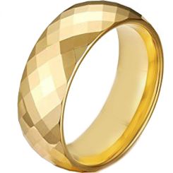 COI Gold Tone Titanium Faceted Wedding Band Ring - JT4109