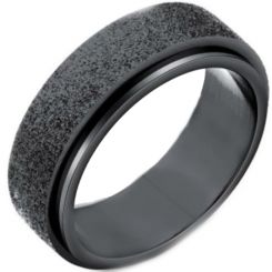 COI Black Titanium Sandblasted Step Edges Ring-5341