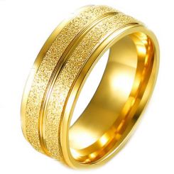 COI Gold Tone Titanium Sandblasted Ring-5363