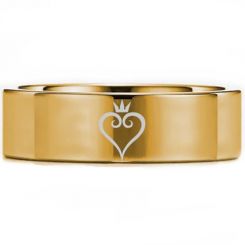 *COI Gold Tone Titanium Kingdom Heart Pipe Cut Flat Ring-5451