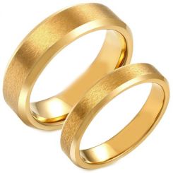 COI Gold Tone Titanium Sandblasted Beveled Edges Ring-5618