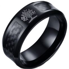 COI Black Titanium Ring With Carbon Fiber-5646