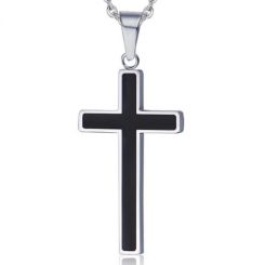 COI Titanium Black Silver Cross Pendant-5654