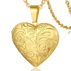 COI Gold Tone Titanium Heart Pendant-5757