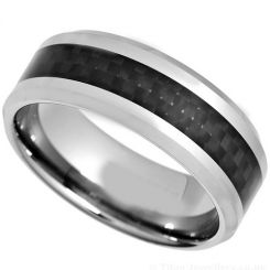 COI Titanium Beveled Edges Ring With Carbon Fiber - JT2706