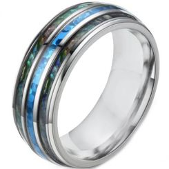 **COI Titanium Dome Court Ring With Abalone Shell-6939AA