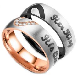 **COI Titanium Black/Rose Silver His Queen/Her King Ring-6960AA