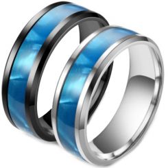 **COI Titanium Black/Silver Blue Camo Beveled Edges Ring-6976AA