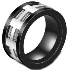 **COI Titanium Black Silver Ring With Wire-7013AA