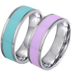 **COI Titanium Blue/Pink Ceramic Pipe Cut Flat Ring-7048AA