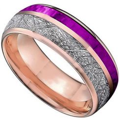 **COI Rose Titanium Meteorite & Purple Ceramic Dome Court Ring-7049AA 