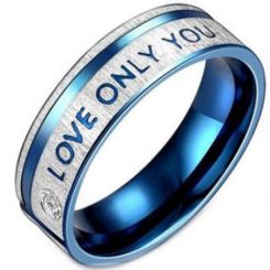 **COI Titanium Blue Silver Only Love You Ring With Cubic Zirconia-7051AA