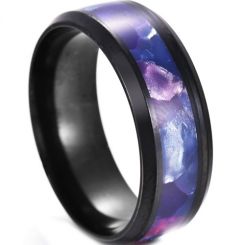 **COI Black Titanium Beveled Edges Ring With Camo-7069BB