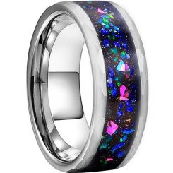 **COI Titanium Crushed Opal Beveled Edges Ring-7097AA