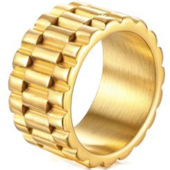**COI Gold Tone Titanium Tire Tread Ring-7123