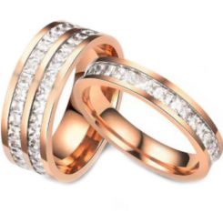 **COI Silver/Rose Titanium Ring With Cubic Zirconia-7128