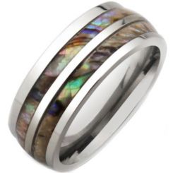 **COI Titanium Dome Court Ring With Abalone Shell-7136