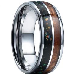 **COI Titanium Crushed Opal & Wood Dome Court Ring-7188AA