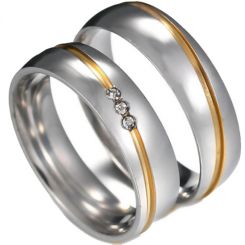 **COI Titanium Gold Tone Silver Ring With/Without Cubic Zirconia-7211AA