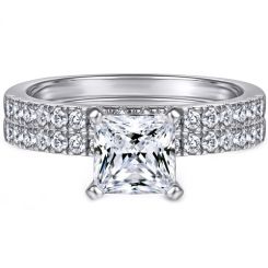 **COI Sterling Silver 925 Engagement Bridal Ring Set With Cubic Zirconia & PT950 Platinum Plating-7229AA