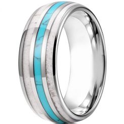 **COI Titanium Dome Court Ring With Meteorite & Turquoise-7264AA